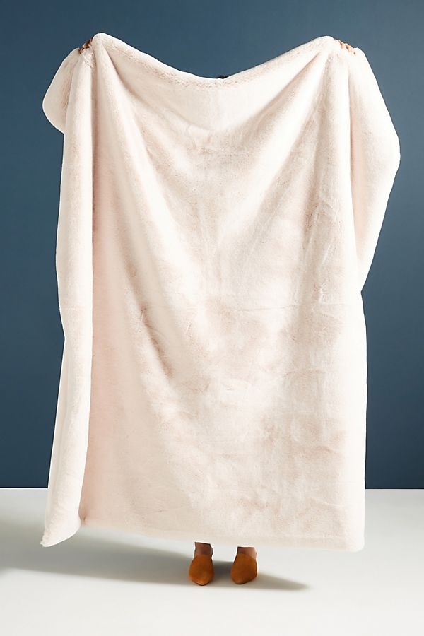 Sophie Faux Fur Throw Blanket in blush - Image 0