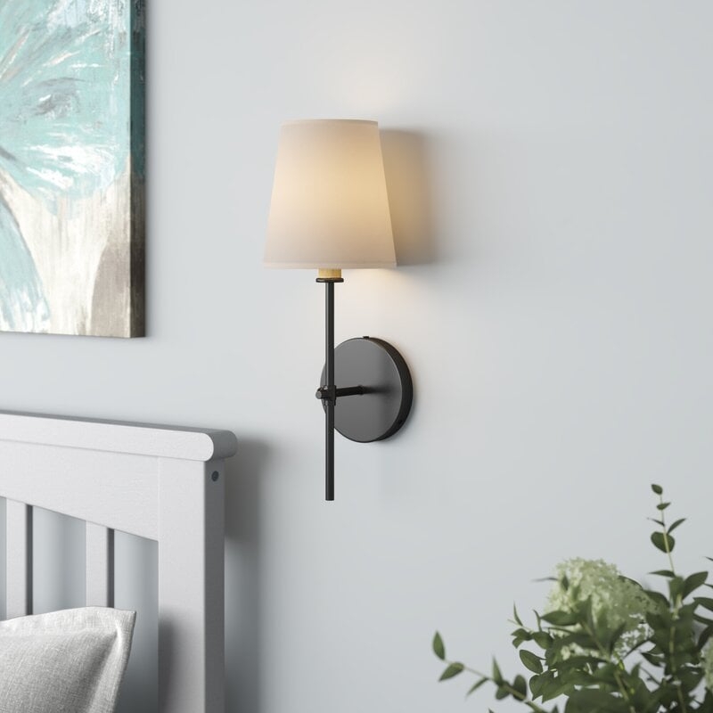 Saxon 1 - Light Dimmable Black Armed Sconce - Image 1