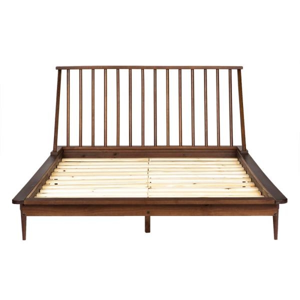 Spindle Back Solid Wood King Bed, Walnut - Image 0