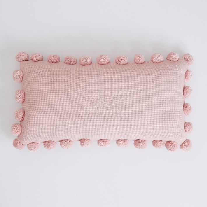 Pom Pom Organic Pillow Cover, 12"x24", Quartz Blush - Image 0