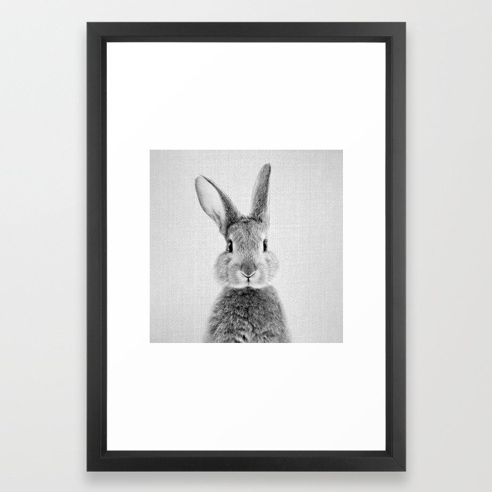 Rabbit - Black & White Framed Art Print, X-small 10 x 12 - Image 1