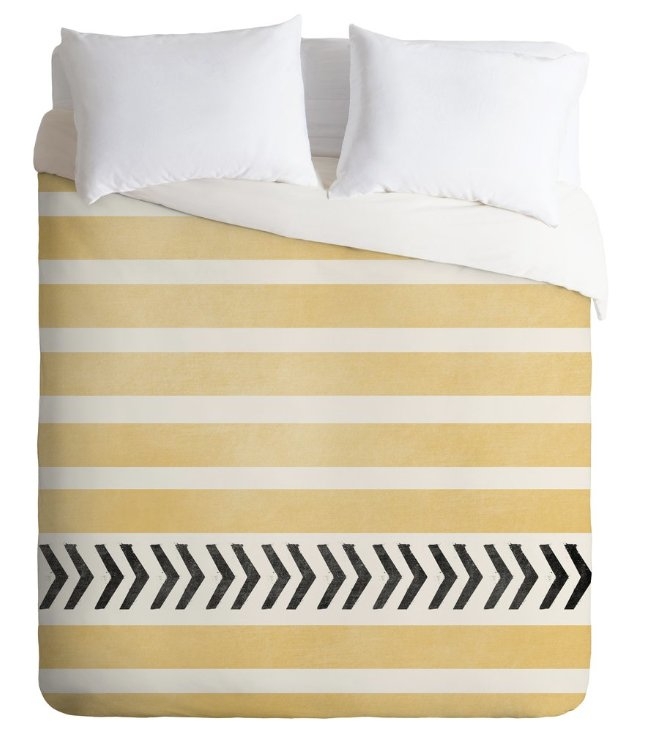 YELLOW STRIPES AND ARROWS Duvet Cover, TWIN/XL: 68" X 88" (duvet cover only) - Image 1