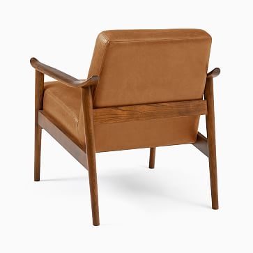Mid-Century Show Wood Chair, Poly, Vegan Leather, Saddle, Pecan - Image 4