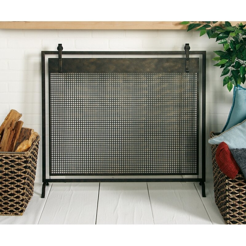 Single Panel Iron Fireplace Screen - Image 1