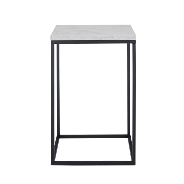 Dorsey Frame End Table, White Faux Marble - Image 0