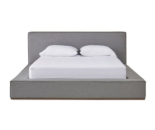Gray Lucca Mid Century Modern Bed - Synergy Pewter - Mocha - Queen - Image 0