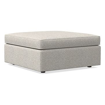 Harris Large Square Ottoman, Chenille Tweed, Irongate, Concealed Support, Poly - Image 0