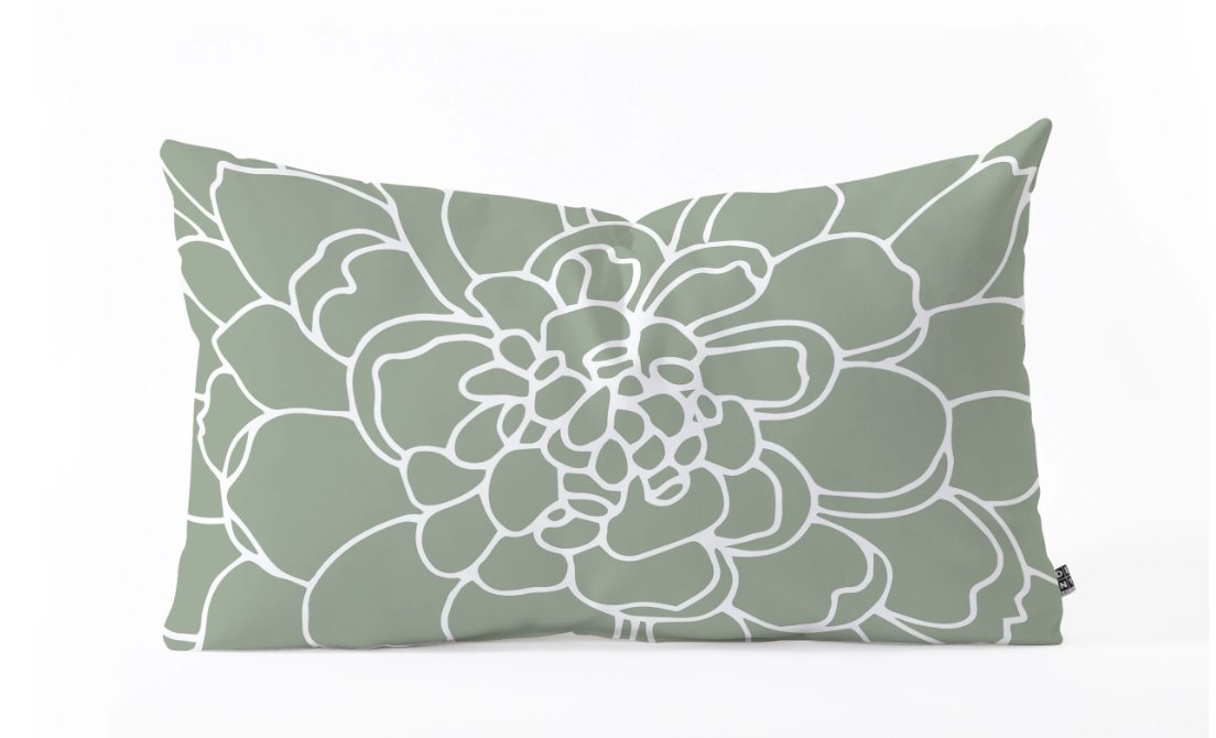 Iceland Frost Green Oblong Throw Pillow - Image 0