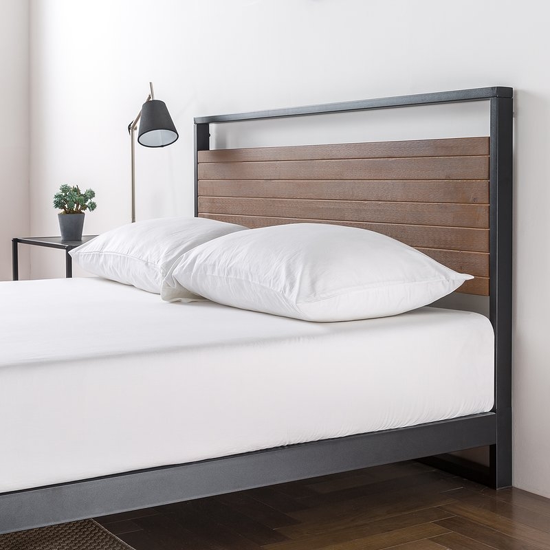 Pauletta Metal and Wood Platform Bed, Queen - Image 1