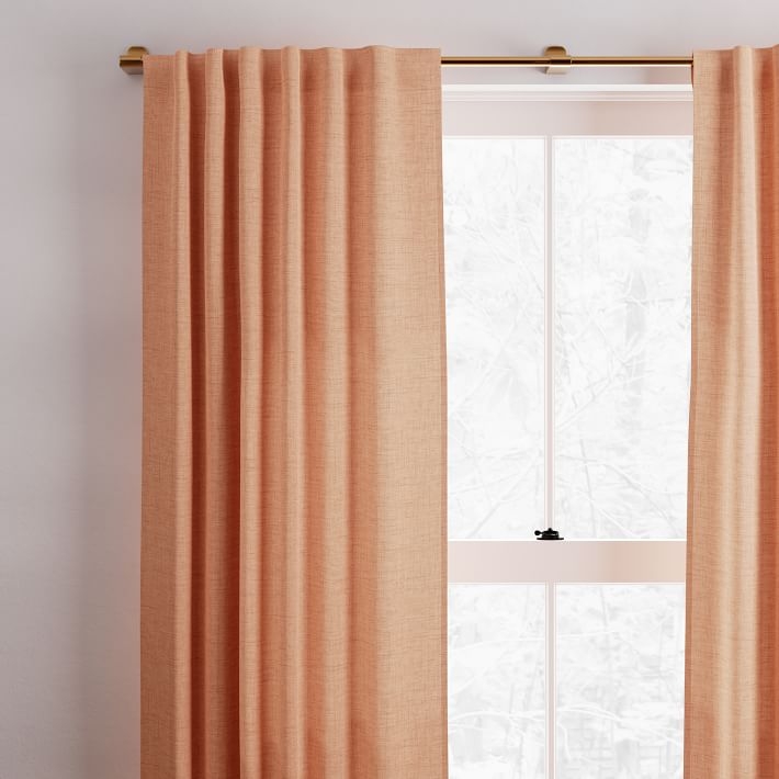 Solid Belgian Linen Melange Curtain, Terracotta - Image 1
