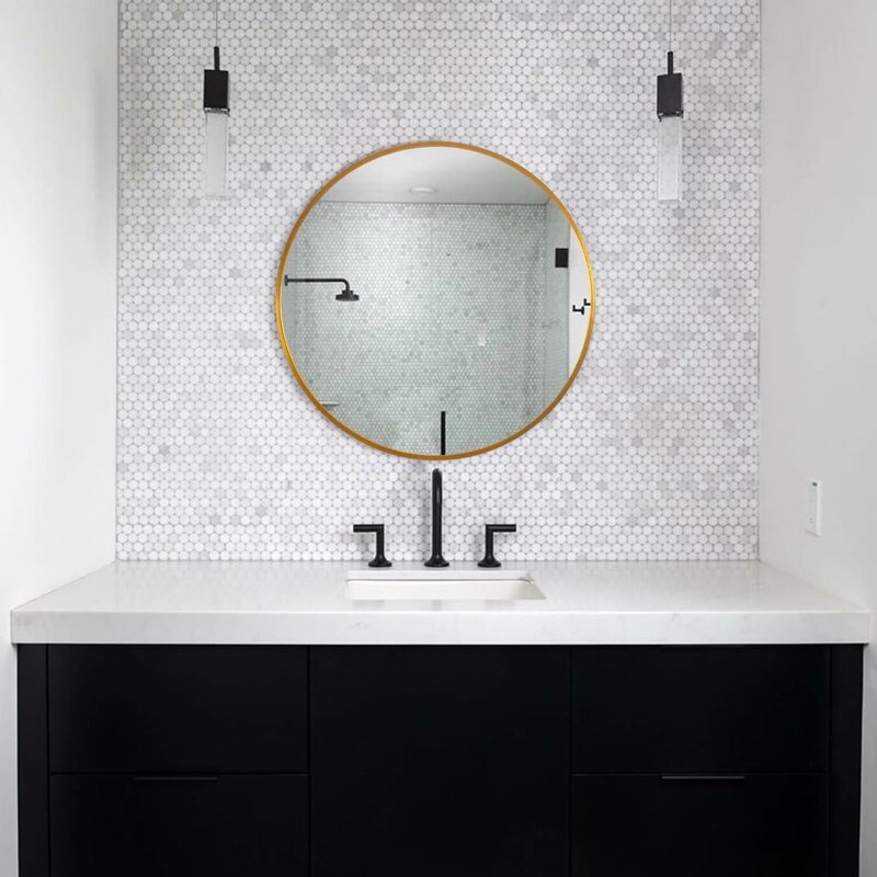 24" x 24" Gold Lafon Modern & Contemporary Wall Mounted Bathroom/Vanity Mirror - Image 1
