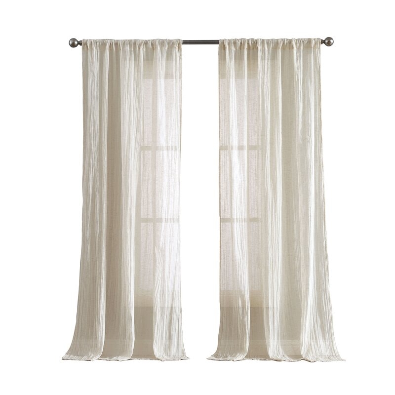 French Connection Charter Crushed Window Solid Semi-Sheer Curtain Panels (Set of 2) - Image 1