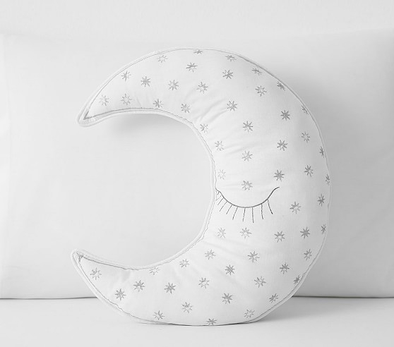 Moon Decorative Pillow, Silver - Image 0