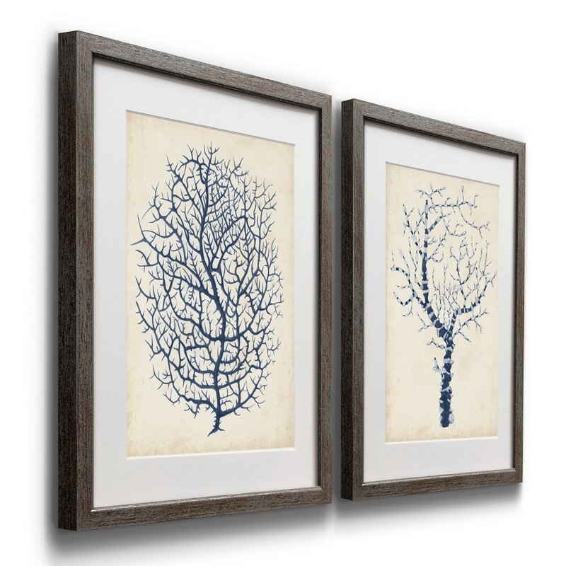 Indigo Coral I - 2 Piece Picture Frame Painting Print Set on Paper - Image 3