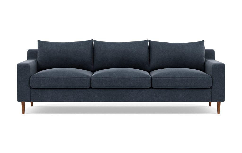 SLOAN 3-Seat Sofa - Twilight Performance Micro Knit, Oiled Walnut Tapered Round Wood - Image 0