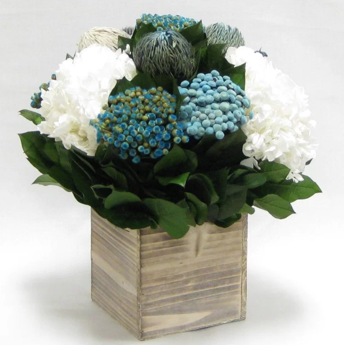 Mixed Floral Centerpiece in Wooden Cube Container - Image 0