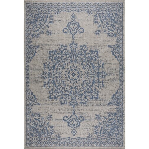 Medallion Gray/Blue Indoor/Outdoor Area Rug - Image 0