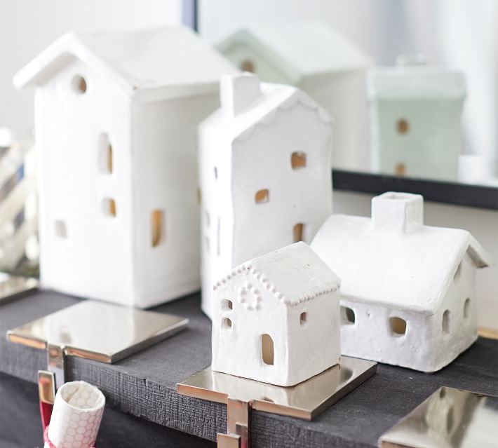 Ceramic Christmas Handcrafted Village Houses, Mini, White - Image 4