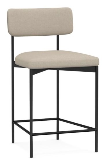 Maison Upholstered Counter Height Bar Stool, Antique Bronze Leg, Brushed Crossweave Natural - Image 0