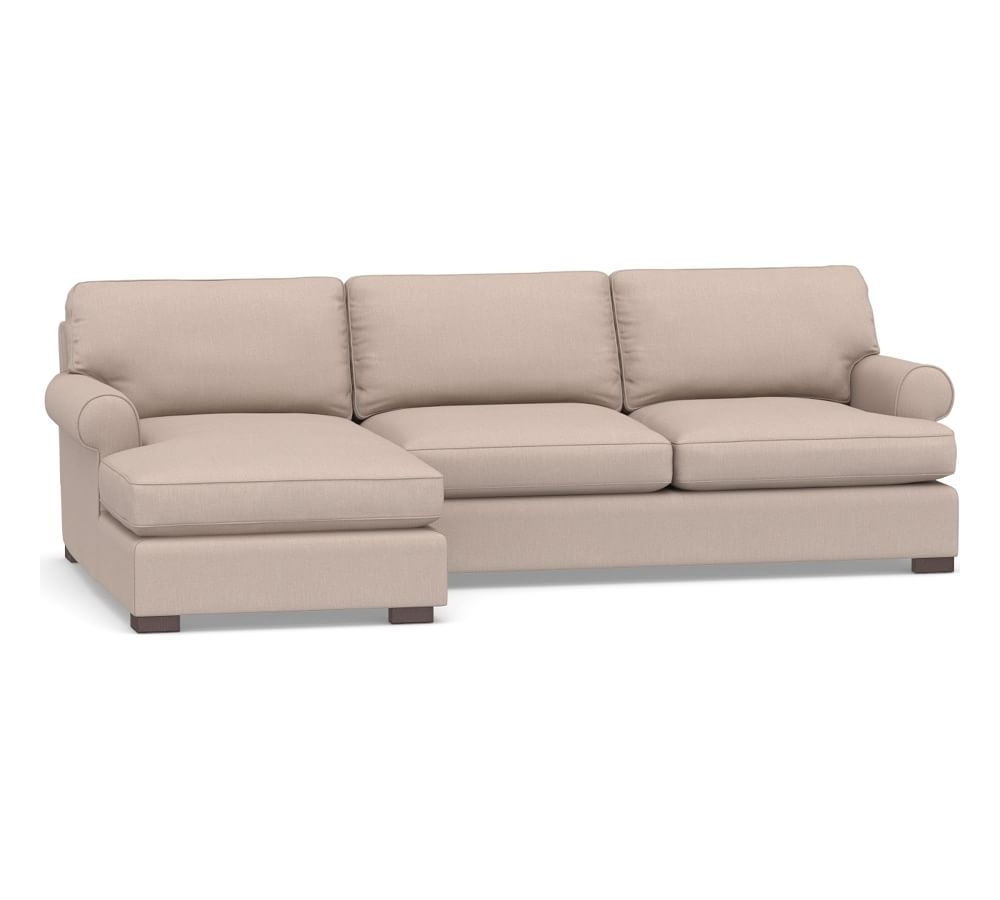 Townsend Roll Arm Upholstered Right Arm Sofa with Chaise Sectional, Polyester Wrapped Cushions, Performance Chateau Basketweave Ivory - Image 0