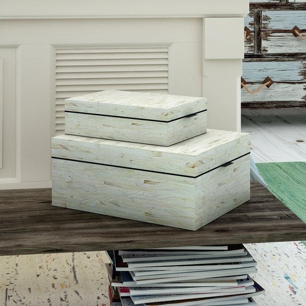 Wood Mop 2 Piece Decorative Box Set / White - Image 2