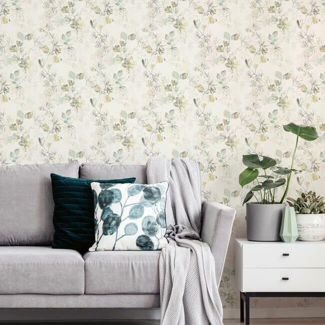 Arbor Vine Wallpaper - Cerulean Green - Image 1
