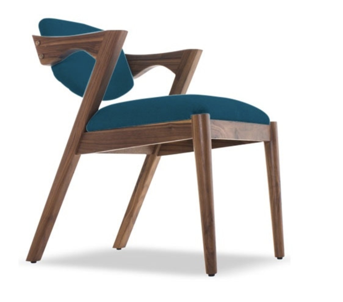 Blue Morgan Mid Century Modern Dining Chair - Key Largo Zenith Teal - Walnut - Image 2