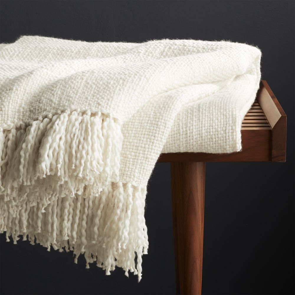 Styles Ecru Fringe Throw Blanket - Image 0