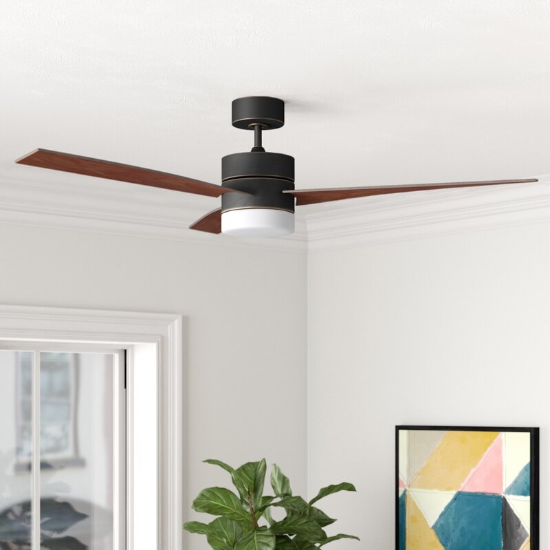 52" Alex 3 - Blade LED Standard Ceiling Fan with Remote Control and Light Kit Included - Image 0