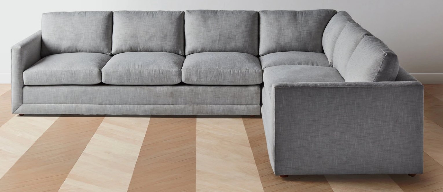 The Warren-Chaise Sectional - Chaise L Sectional - Right: 123" / Left: 98"-Performance Washed Linen Fog - Image 0