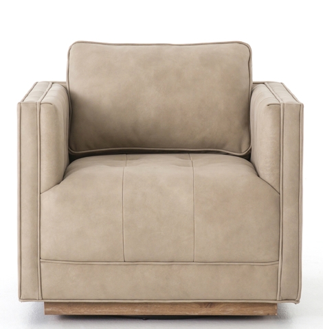 CONSTANCE LEATHER SWIVEL CHAIR, NATURAL - Image 2