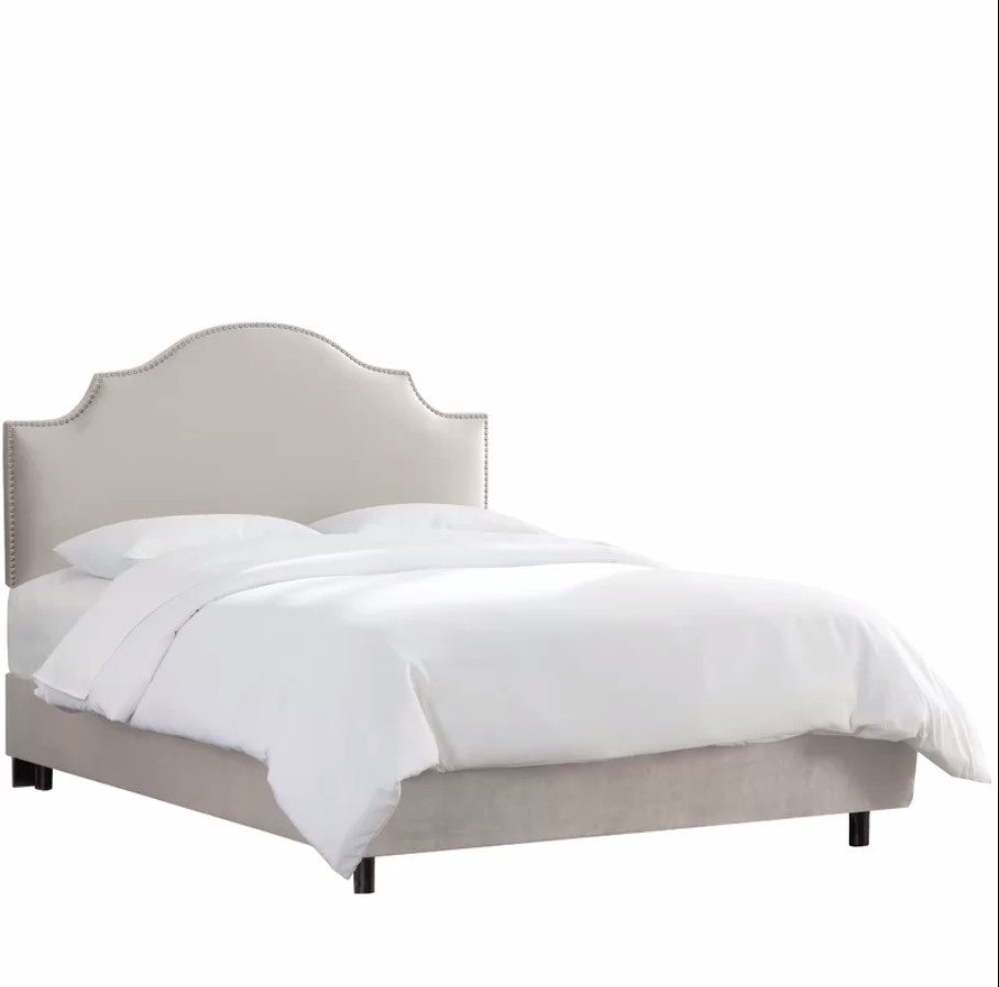 Rosecrans Upholstered Standard Bed; Queen; Velvet Light Grey - Image 1