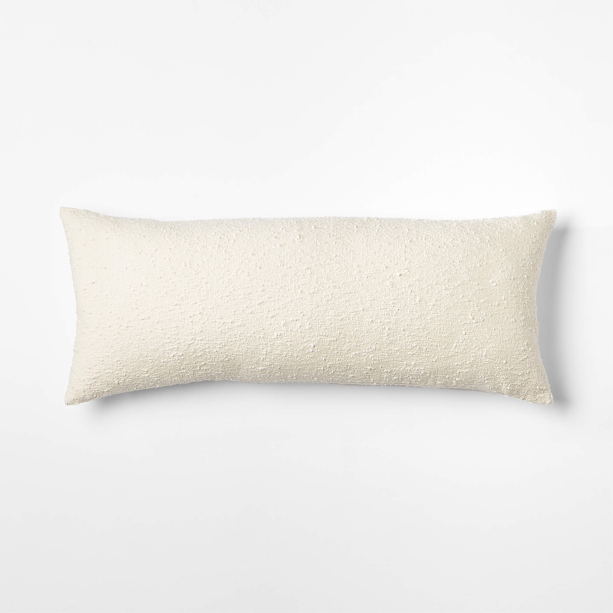 Ivory Boucle Throw Pillow with Down-Alternative Insert 36"x16" - Image 1