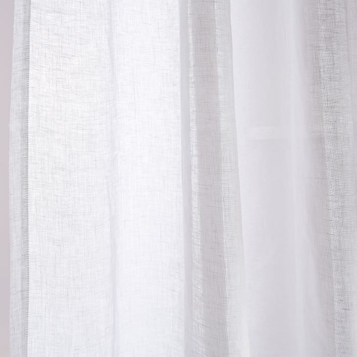 Sheer Belgian Flax Linen Curtain, White, 48"x96" - Image 2