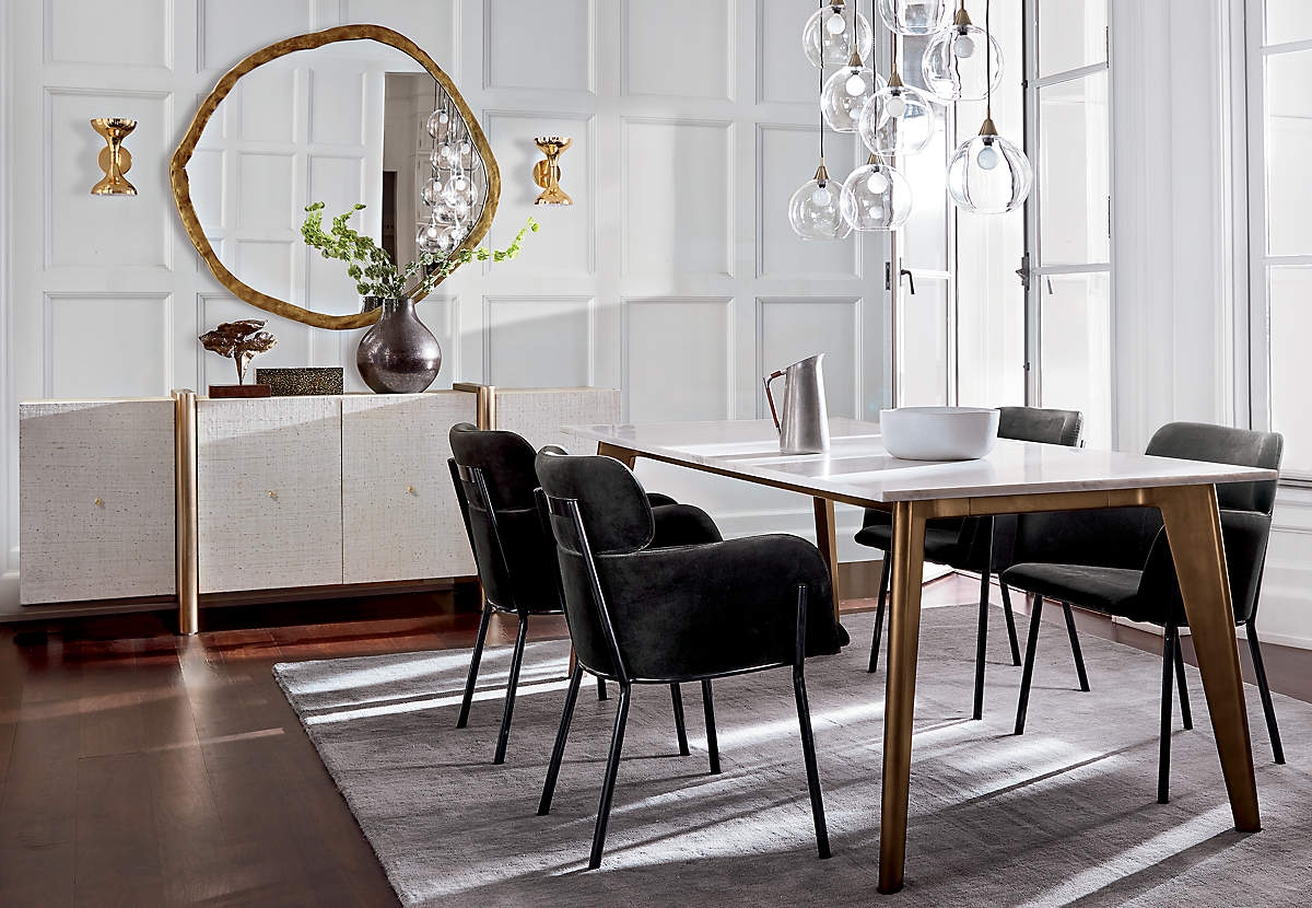 Harper Brass Dining Table with Marble Top - Image 6