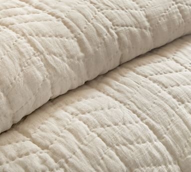 Flax Willow Linen/Cotton Twill Handcrafted Quilted Shams, King - Image 1