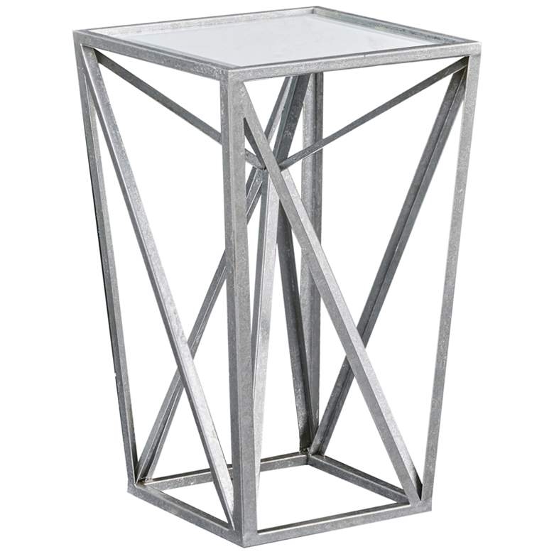 Maxx 12 1/4" Wide Silver Leaf Mirrored Angular Accent Table - Style # 85T80 - Image 1