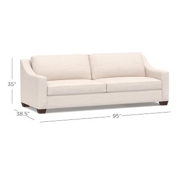 York Slope Arm Upholstered Grand Sofa 95.5" with Bench Cushion, Down Blend Wrapped Cushions, Chenille Basketweave Oatmeal - Image 4