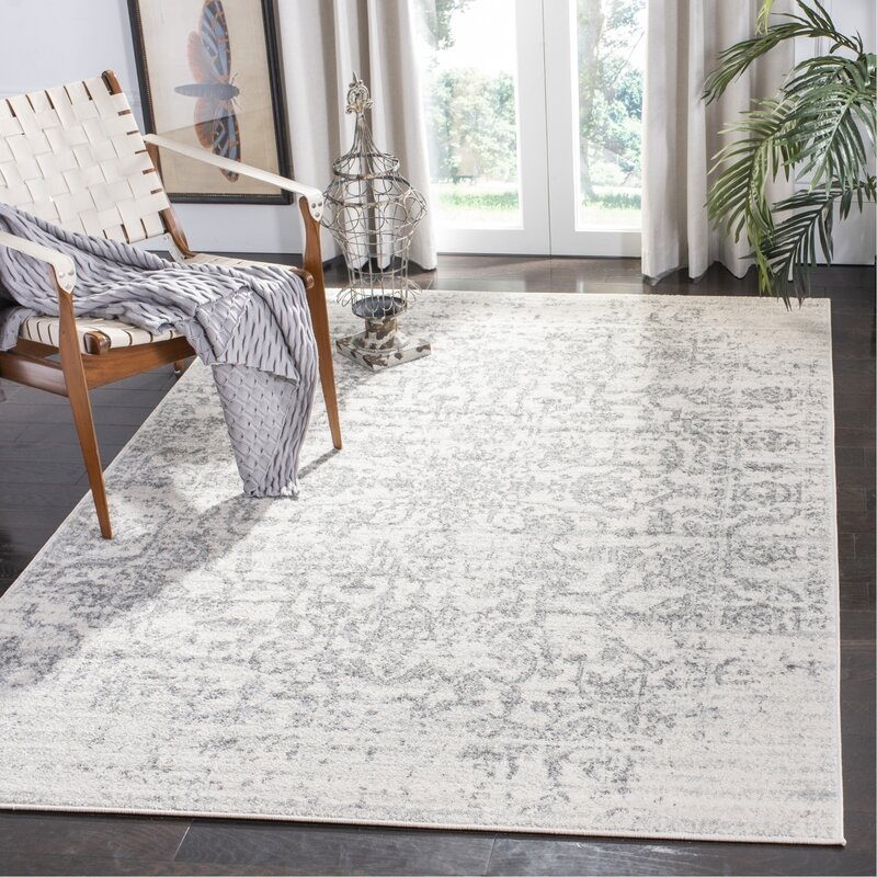 Christa Oriental Silver / Ivory Area Rug Rectangle 6'7" x 9'2" - Image 2