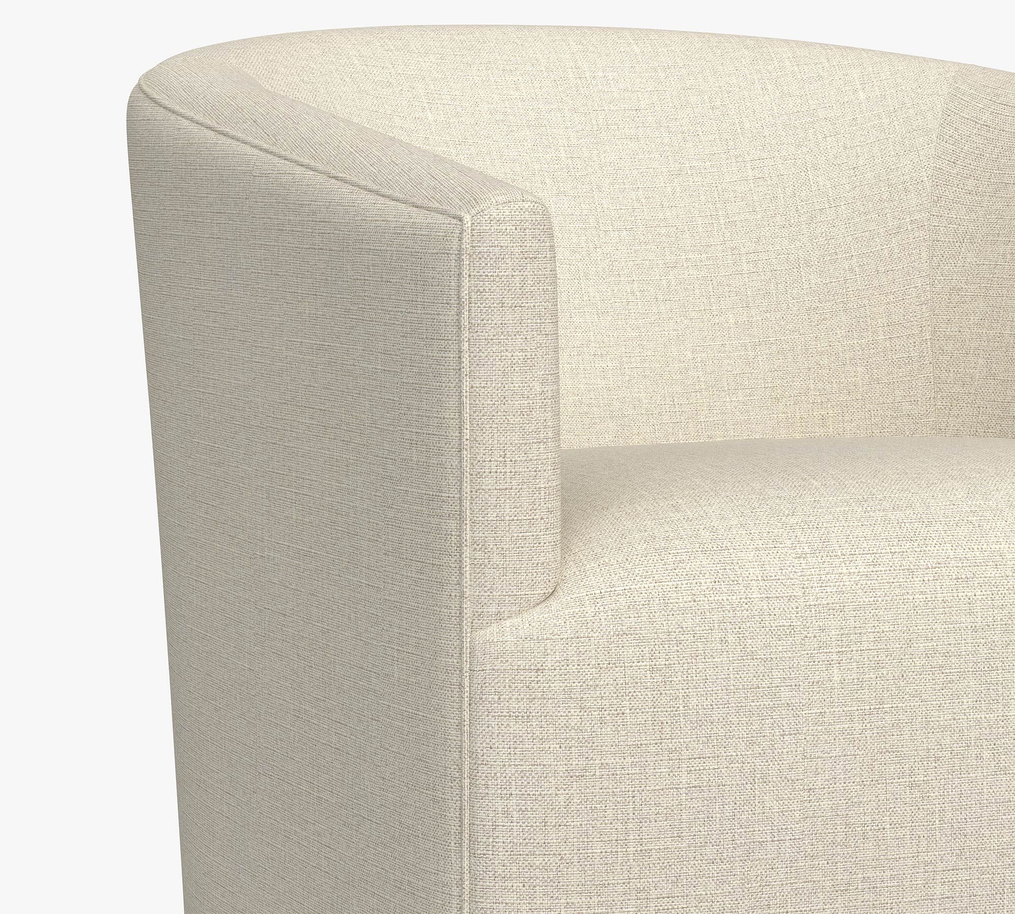 Baldwin Upholstered Swivel Armchair, Polyester Wrapped Cushions, Performance Heathered Basketweave Alabaster White - Image 3