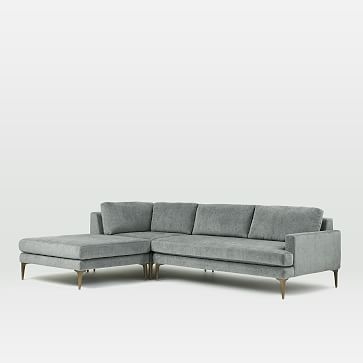 Andes Sectional Set 4: Left Arm 2 Seater Sofa + Ottoman + Corner, Stone, Twill, Dark Pewter - Image 4