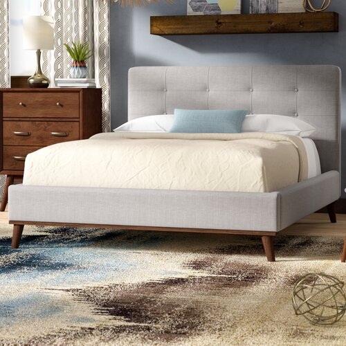 Jeterson Upholstered Platform Bed, King - Grayish Beige - Image 1