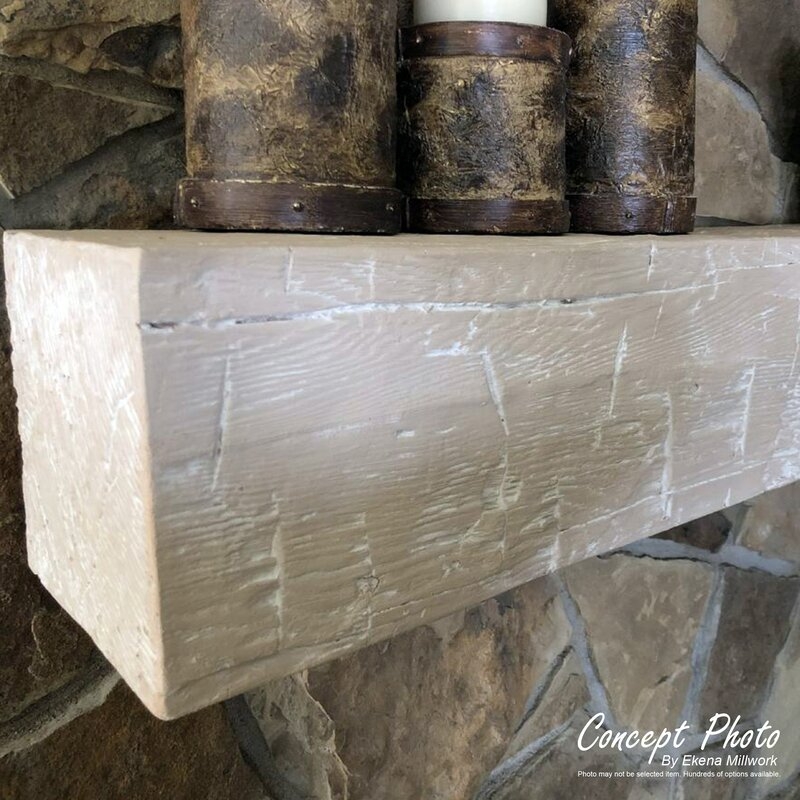 Hand Hewn Faux Wood Texture Fireplace Shelf Mantel - Image 1