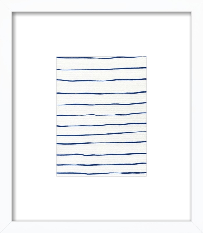 Blue Stripes/ White Wood Frame/with matte/ 8" x 10" - 13" x 15" - Image 0
