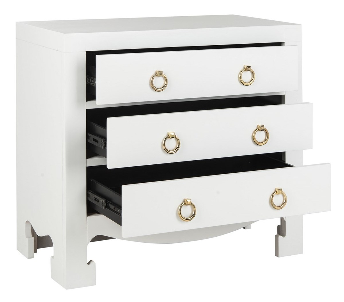Dion 3 Drawer Chest - White/Gold - Arlo Home - Image 1