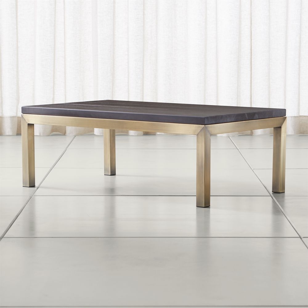 Parsons Pine Top/ Brass Base 48x28 Small Rectangular Coffee Table - Image 1