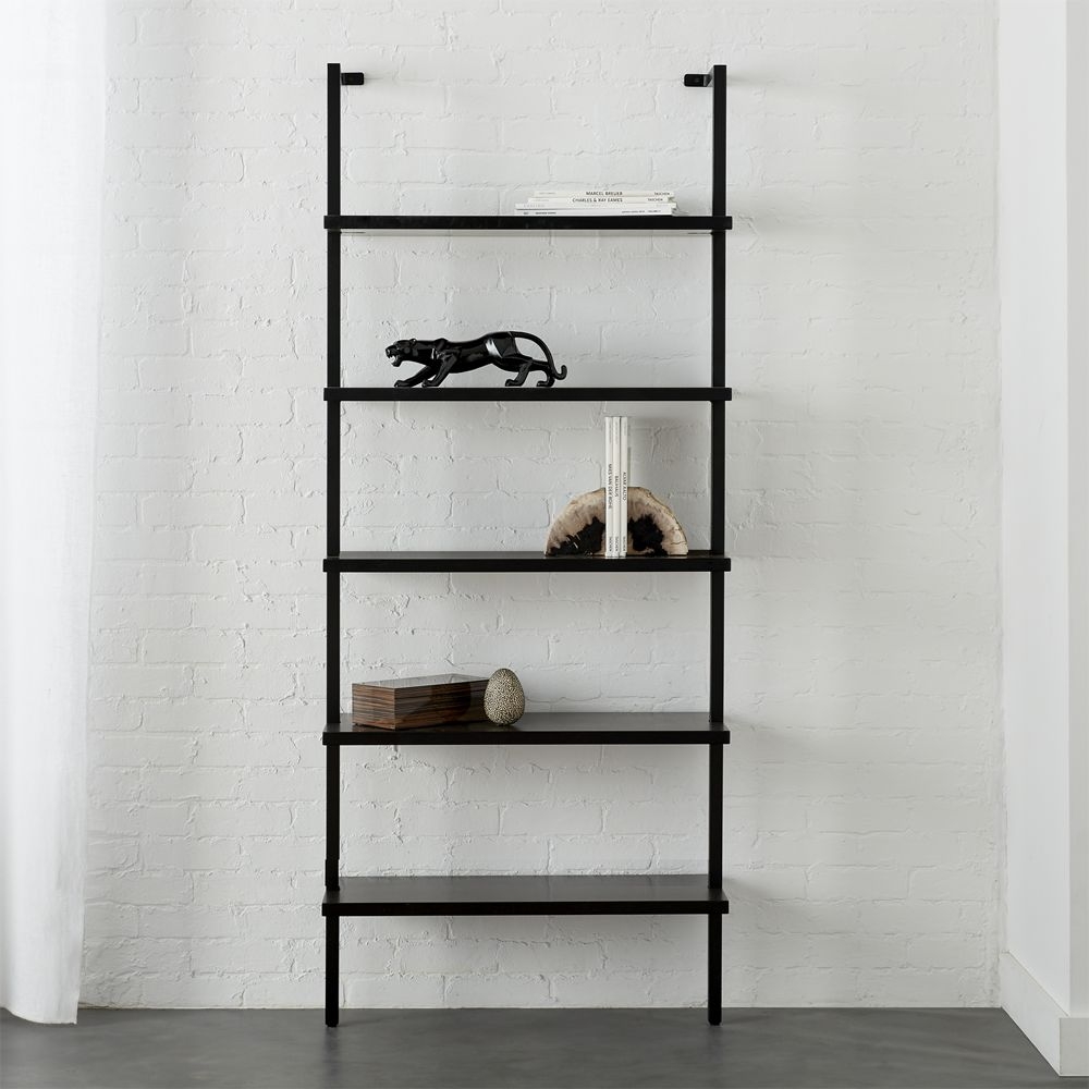 "Stairway Black 72.5"" Wall Mounted Bookcase" - Image 1