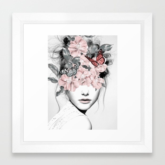 WOMAN WITH FLOWERS 10 Framed Art Print - Image 0
