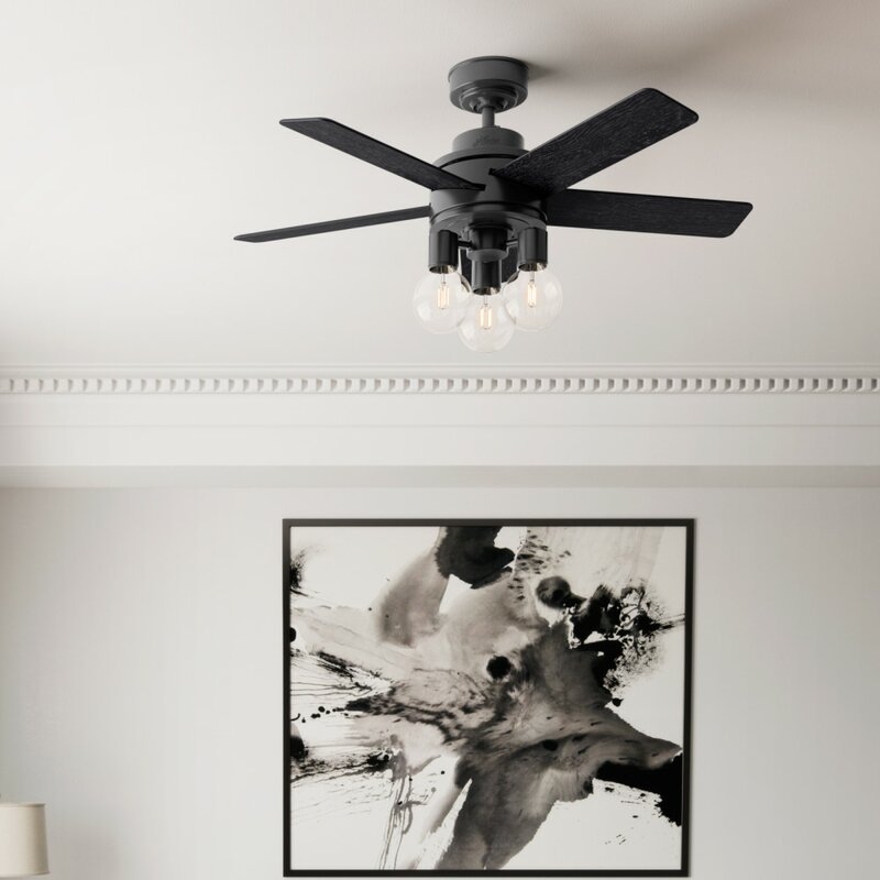 44" Hardwick 5 -Blade Standard Ceiling Fan with Remote Control and Light Kit Included - Image 0