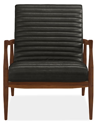 Callan Leather Chair - Lecco black - Walnut - Image 0